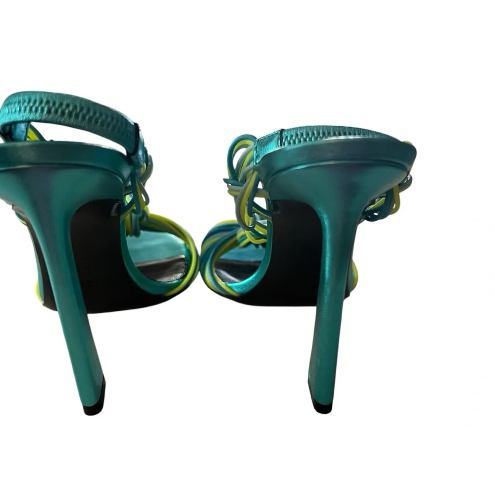 Saint Laurent Pool 105  Multi Strap High Heel Slingback Sandals EU 37.5  US 7.5 - Picture 4 of 11